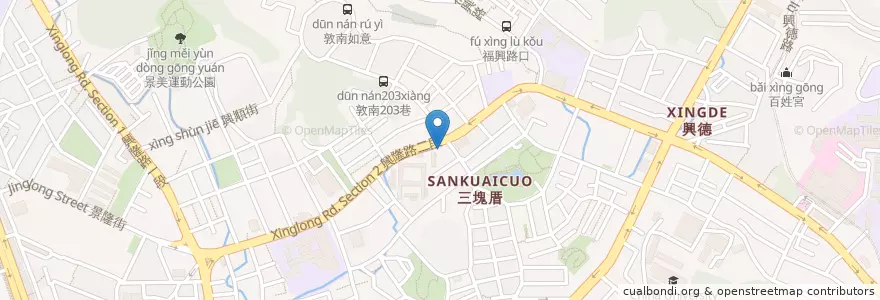 Mapa de ubicacion de 北平餡餅粥 en تايوان, تايبيه الجديدة, تايبيه, 文山區.