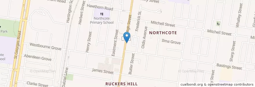 Mapa de ubicacion de Francescas Bar en 오스트레일리아, Victoria, City Of Darebin.