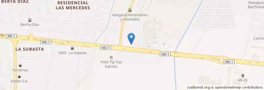 Mapa de ubicacion de Academia Cristiana de Managua en 니카라과, Departamento De Managua, Managua (Municipio).