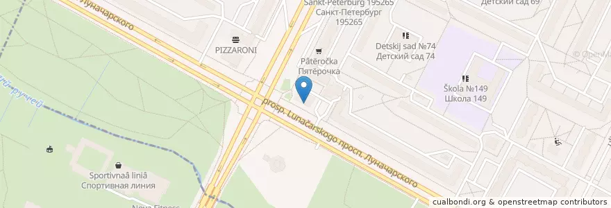 Mapa de ubicacion de Ozon Box 1116 en Rússia, Северо-Западный Федеральный Округ, Ленинградская Область, São Petersburgo, Калининский Район, Округ № 21.