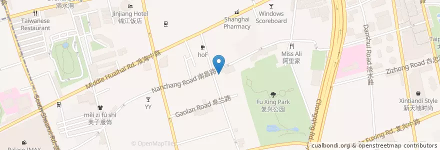 Mapa de ubicacion de 上海科技影城 en 중국, 상하이, 황푸구.