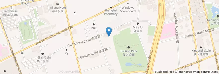 Mapa de ubicacion de 科学会堂 国际会议厅 en Çin, Şanghay, Huangpu.