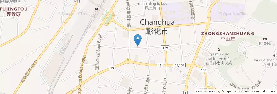 Mapa de ubicacion de 阿訓師鴨肉米糕 en تايوان, مقاطعة تايوان, مقاطعة تشانغوا, 彰化市.