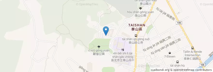 Mapa de ubicacion de 同榮福德宮 en Taïwan, Nouveau Taipei, Taishan.