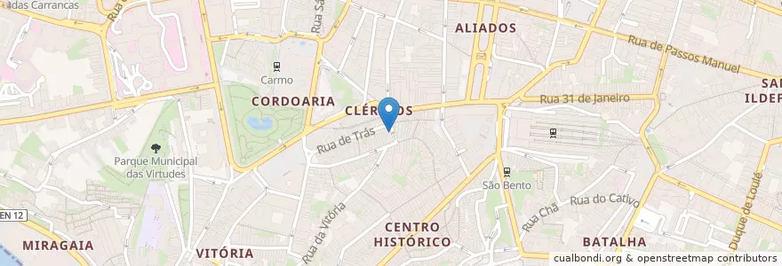 Mapa de ubicacion de Casa Bragança en Portugal, Norte, Área Metropolitana Do Porto, Porto, Porto, Cedofeita, Santo Ildefonso, Sé, Miragaia, São Nicolau E Vitória.