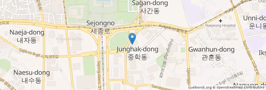 Mapa de ubicacion de 주한체코공화국대사관 en Coreia Do Sul, Seul, 종로구, 종로1·2·3·4가동.