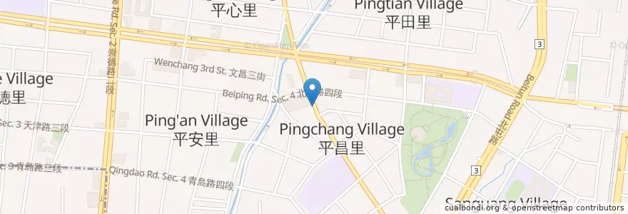 Mapa de ubicacion de 七里香 粥\麵 en 臺灣, 臺中市, 北屯區.