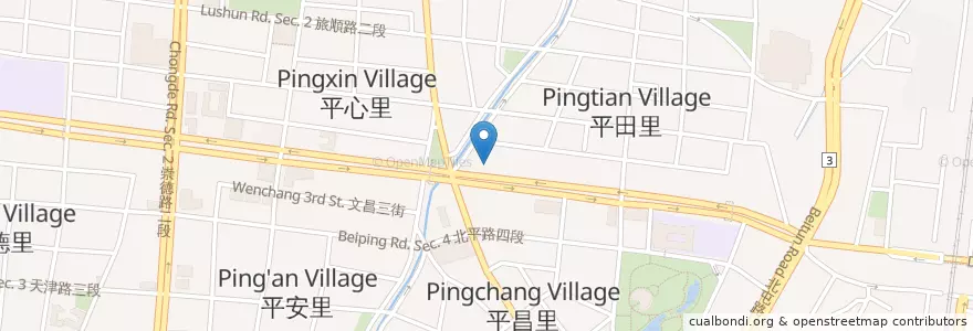Mapa de ubicacion de 星巴克 en تایوان, تایچونگ, 北屯區.