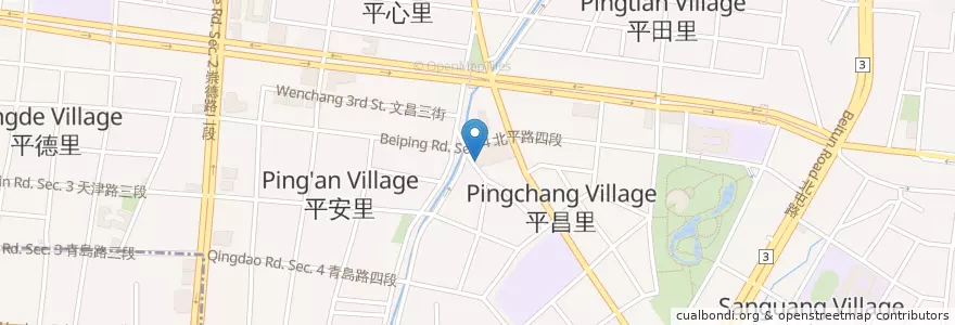 Mapa de ubicacion de 吉祥健康素食 en 臺灣, 臺中市, 北屯區.