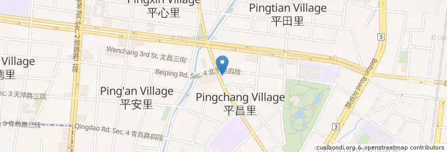 Mapa de ubicacion de 東東現炒 en Tayvan, Taichung, 北屯區.