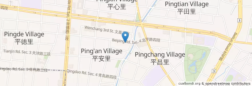 Mapa de ubicacion de 哈爾濱麵食館 en 臺灣, 臺中市, 北屯區.