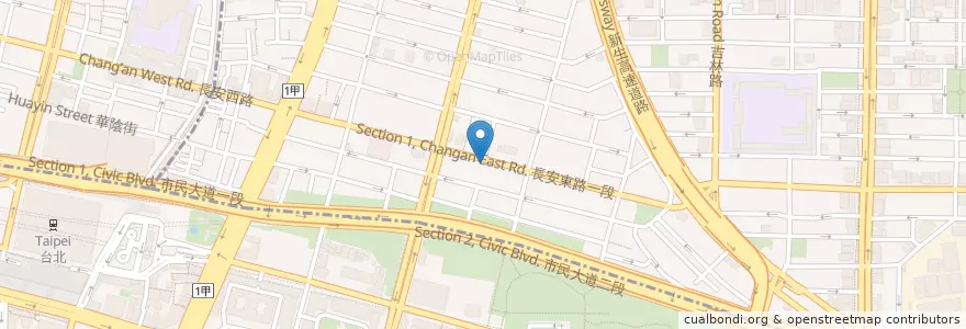 Mapa de ubicacion de 美濃屋 en 臺灣, 新北市, 臺北市, 中山區.