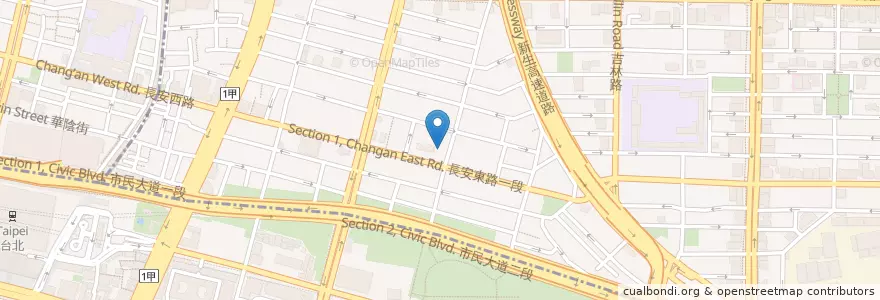 Mapa de ubicacion de 圓安廚 en تايوان, تايبيه الجديدة, تايبيه, 中山區.