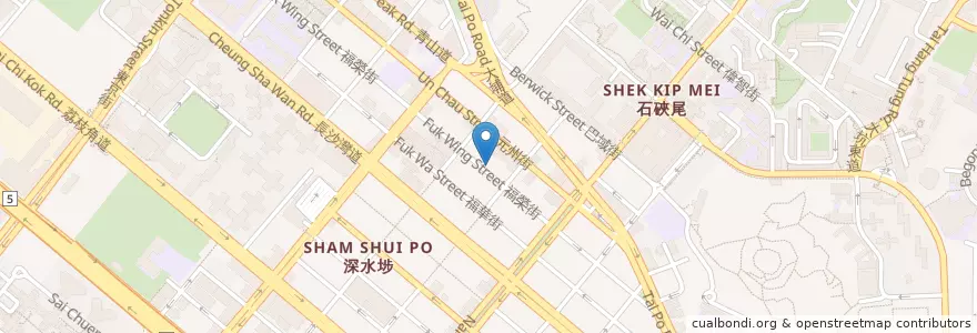 Mapa de ubicacion de 功夫點心 Kung Fu Dim Sum en China, Provincia De Cantón, Hong Kong, Kowloon, Nuevos Territorios, 深水埗區 Sham Shui Po District.