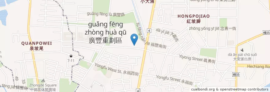 Mapa de ubicacion de 廣豐新天地 en Taiwán, Taoyuan, 八德區.