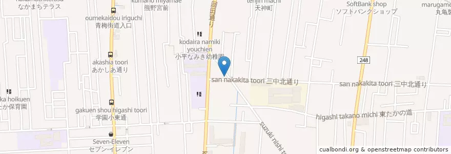 Mapa de ubicacion de 小平天神郵便局 en Giappone, Tokyo, 小平市.