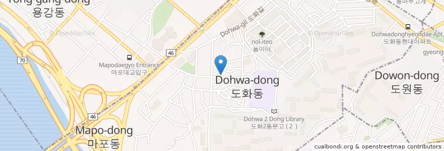 Mapa de ubicacion de 5tone coffee en Corea Del Sud, Seul, 마포구, 도화동.