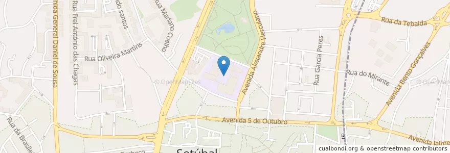 Mapa de ubicacion de Escola Secundária Sebastião da Gama en Portugal, Área Metropolitana De Lisboa, Setúbal, Península De Setúbal, Setúbal, Setúbal.