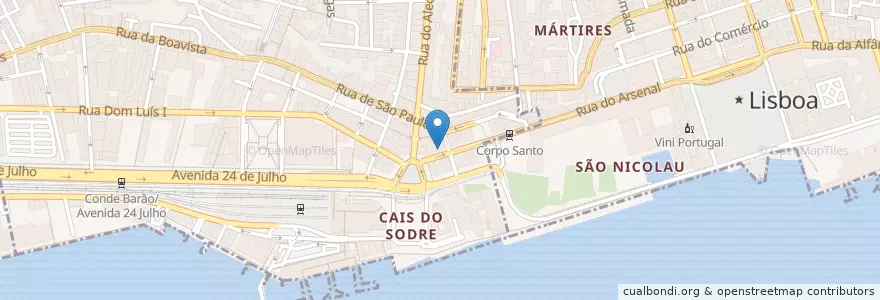 Mapa de ubicacion de Cais ao Mar en Португалия, Área Metropolitana De Lisboa, Лиссабон, Grande Lisboa.