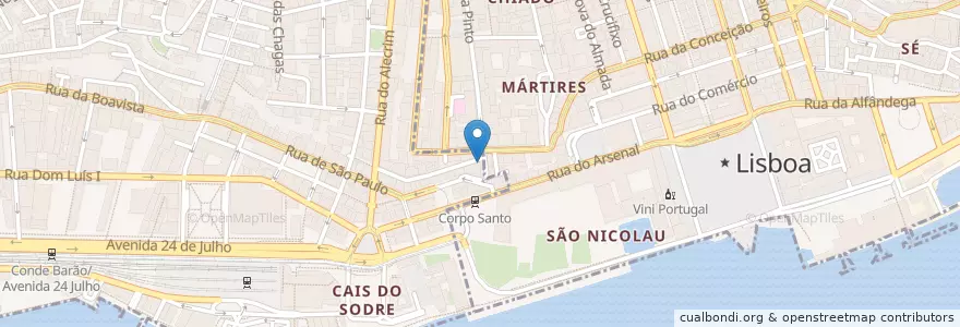 Mapa de ubicacion de Sabores do Chiado en ポルトガル, Área Metropolitana De Lisboa, Lisboa, Grande Lisboa, リスボン, Misericórdia.