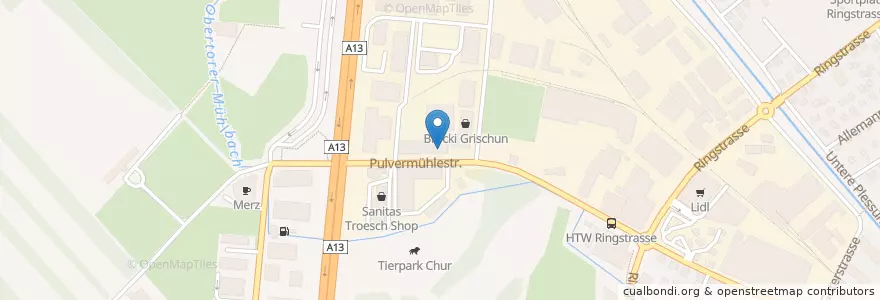 Mapa de ubicacion de Fachhochschule Graubünden, Standort C en Schweiz/Suisse/Svizzera/Svizra, Graubünden/Grigioni/Grischun, Plessur, Chur.