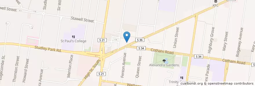 Mapa de ubicacion de Kew Junction Medical Clinic en Australia, Victoria, City Of Boroondara.