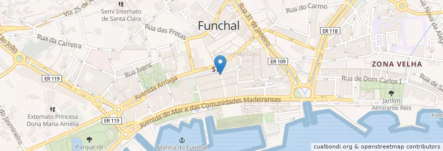Mapa de ubicacion de Café Funchal en Portekiz.