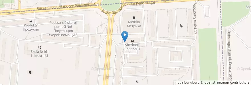 Mapa de ubicacion de Sberbank en Russia, Northwestern Federal District, Leningrad Oblast, Saint Petersburg, Красногвардейский Район, Округ Большая Охта.