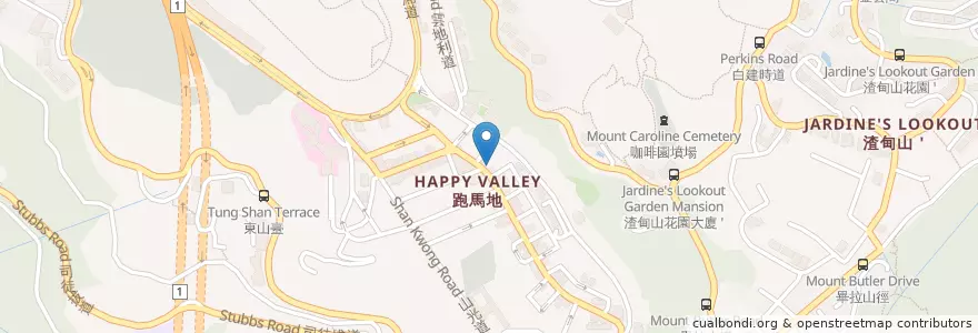 Mapa de ubicacion de The Hongkong & Shanghai Banking Corporation Limited Happy Valley Branch and Premier Centre en China, Guangdong, Hong Kong, Hong Kong Island, New Territories, Wan Chai District.