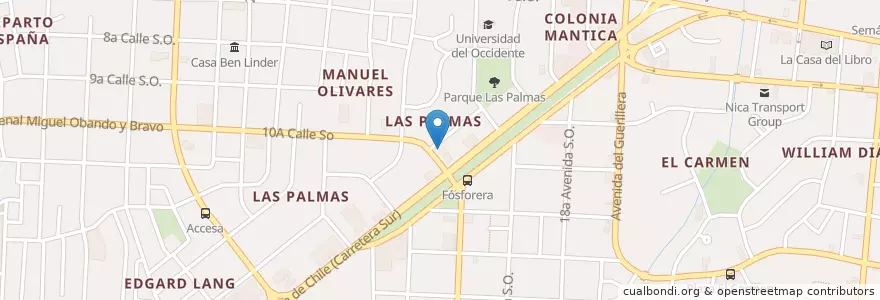 Mapa de ubicacion de ATM BAC Las Palmas en Никарагуа, Departamento De Managua, Managua (Municipio).