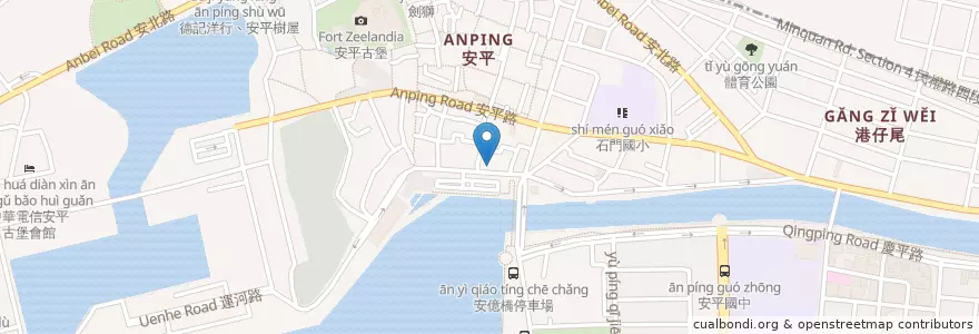 Mapa de ubicacion de 阿美螃蟹粥 en 臺灣, 臺南市, 安平區.