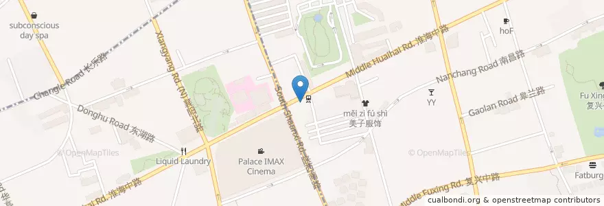 Mapa de ubicacion de Starbucks en China, Shanghái.