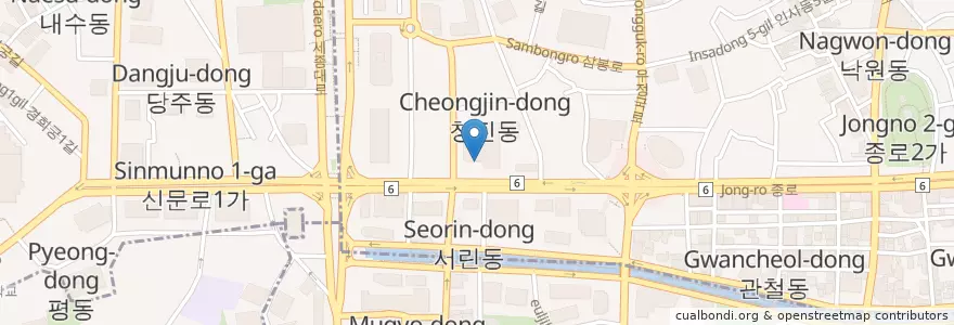 Mapa de ubicacion de 광화문미진 en Coreia Do Sul, Seul, 종로구, 종로1·2·3·4가동.