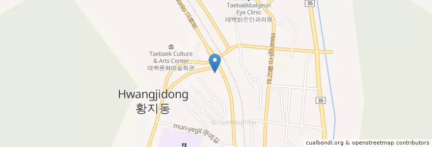 Mapa de ubicacion de 중앙어린이집 en 韩国/南韓, 江原道, 太白市.