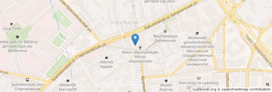 Mapa de ubicacion de Пельмени.рф en Rusland, Centraal Federaal District, Moskou, Центральный Административный Округ, Басманный Район.