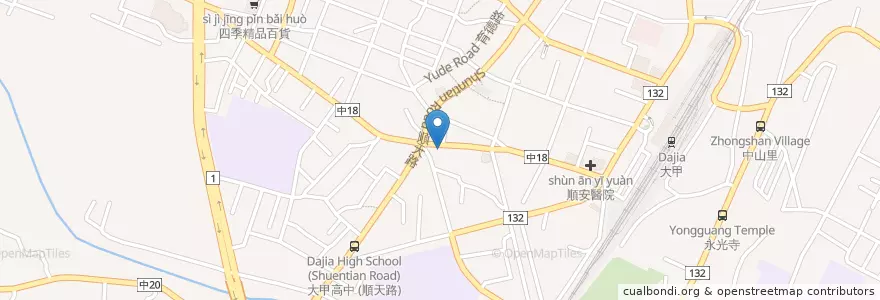 Mapa de ubicacion de 圓環魚翅肉羹 en 타이완, 타이중 시, 다자 구.