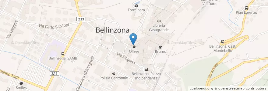 Mapa de ubicacion de Bar Commercianti en Schweiz/Suisse/Svizzera/Svizra, Ticino, Distretto Di Bellinzona, Circolo Di Bellinzona, Bellinzona.