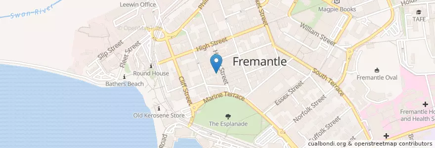 Mapa de ubicacion de Notre Dame School of Medicine en Australia, Western Australia, City Of Fremantle.