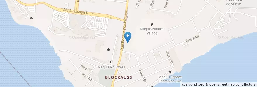 Mapa de ubicacion de Restaurant Lotus chez Maman Lea en Fildişi Sahili, Abican, Cocody.