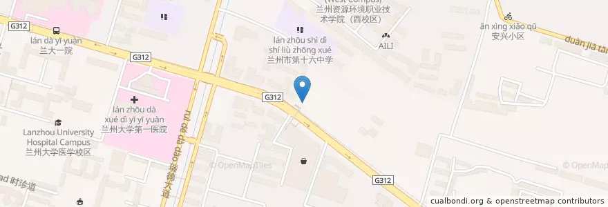 Mapa de ubicacion de 中国农业银行 en 中国, 甘肃省, 兰州市, 城关区, 嘉峪关路街道.