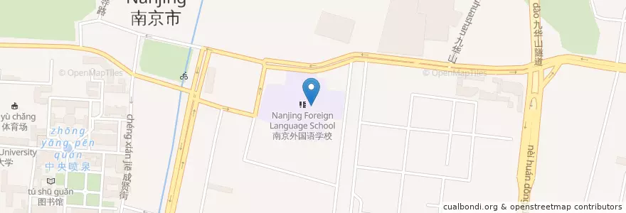Mapa de ubicacion de 南京外国语学校图书馆 en 中国, 江苏省, 南京市, 玄武区.