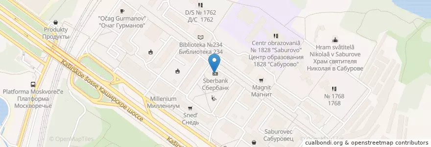 Mapa de ubicacion de Сбербанк en Rússia, Distrito Federal Central, Москва, Южный Административный Округ, Район Москворечье-Сабурово.
