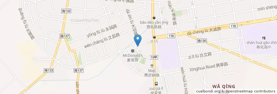 Mapa de ubicacion de 肯德基 en 臺灣, 臺南市, 善化區.