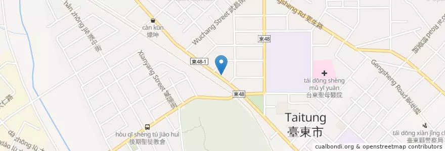 Mapa de ubicacion de 鬆餅先生 en 臺灣, 臺灣省, 臺東縣, 臺東市.