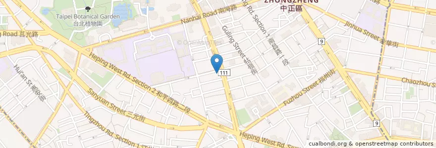 Mapa de ubicacion de 咖博館 en 台湾, 新北市, 台北市, 中正区.