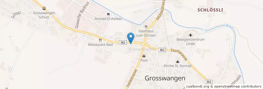 Mapa de ubicacion de Garage Pfenniger AG en Svizzera, Lucerna, Grosswangen.