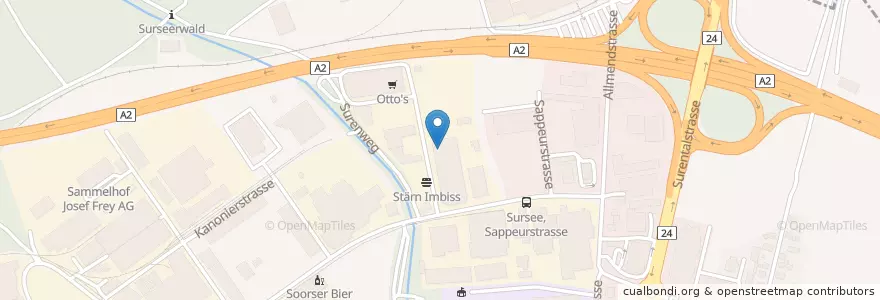 Mapa de ubicacion de Bowlingcenter Sursee en 瑞士, Luzern, Sursee.