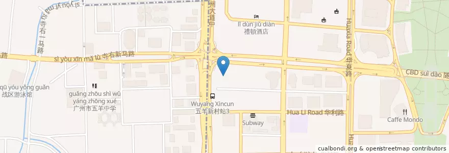 Mapa de ubicacion de 嘉茜医疗门诊部 en China, Provincia De Cantón, Cantón, 越秀区, 猎德街道.