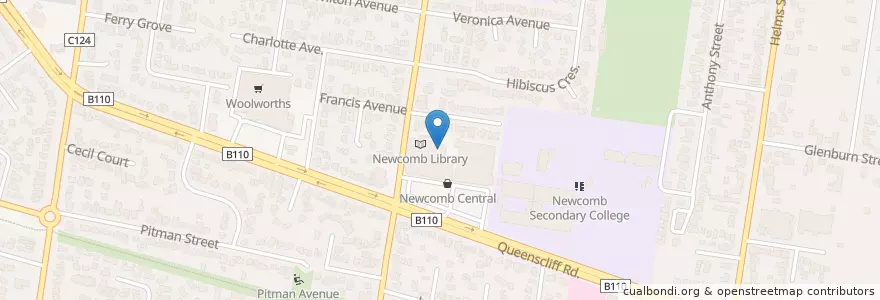 Mapa de ubicacion de Newcomb Central Medical en استرالیا, Victoria, City Of Greater Geelong.