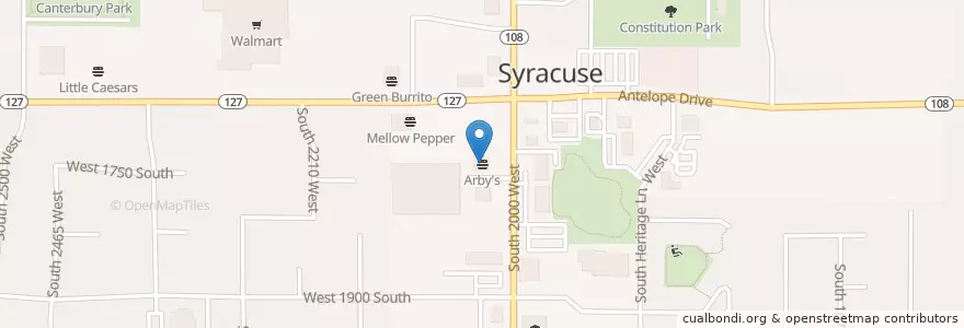 Mapa de ubicacion de Arby's en Amerika Syarikat, Utah, Davis County, Syracuse.